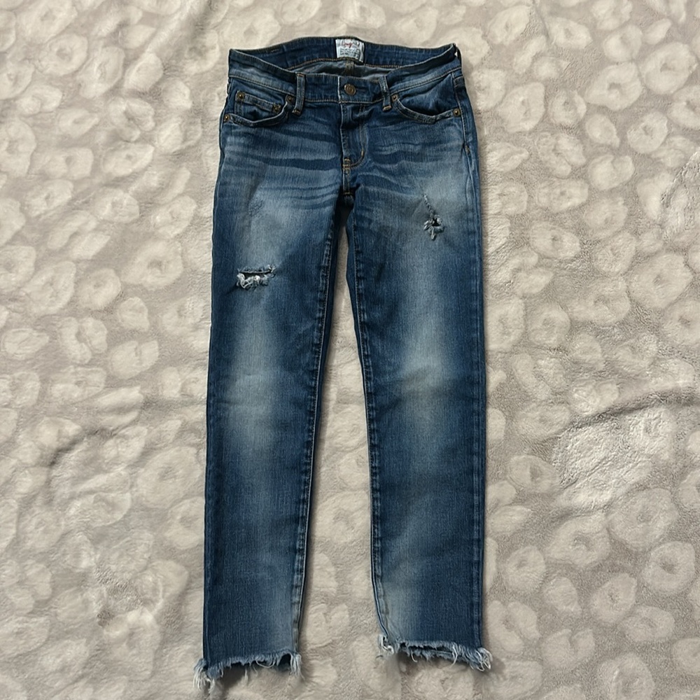 Ungrid Distressed Raw Hem Low Rise Ankle Jeans Size 24 Japanese